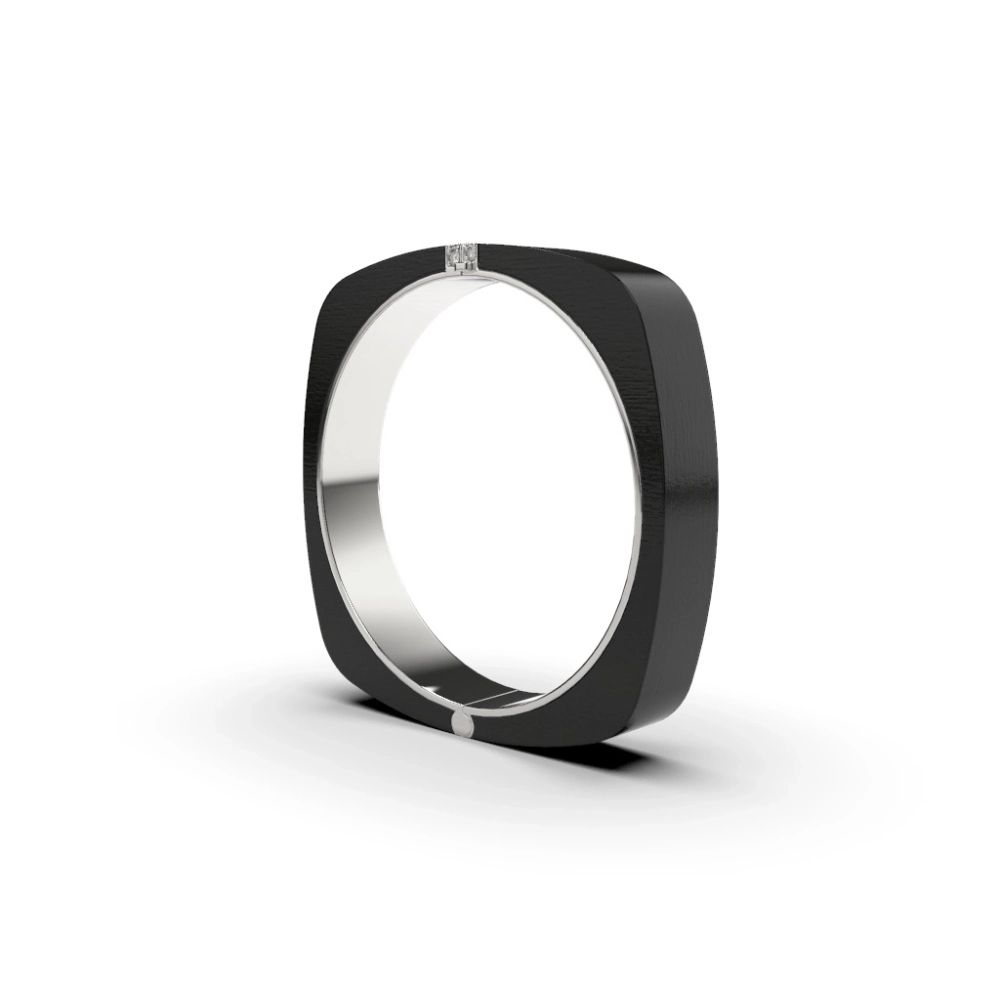 Bangle Carla – Ebony & 18k white Gold, isometric View