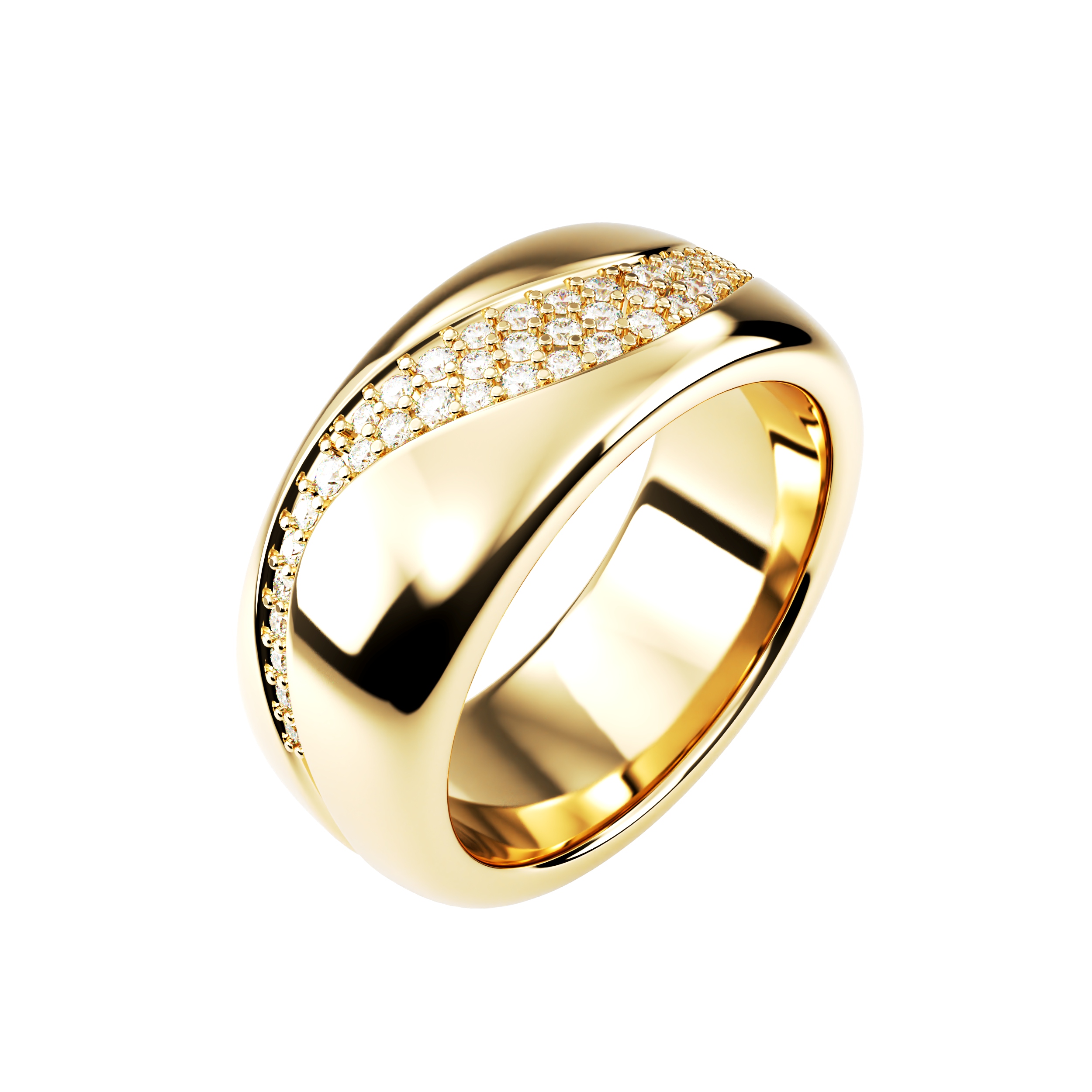 Ring Orsé in 18k yellow gold with pavé-set diamonds
