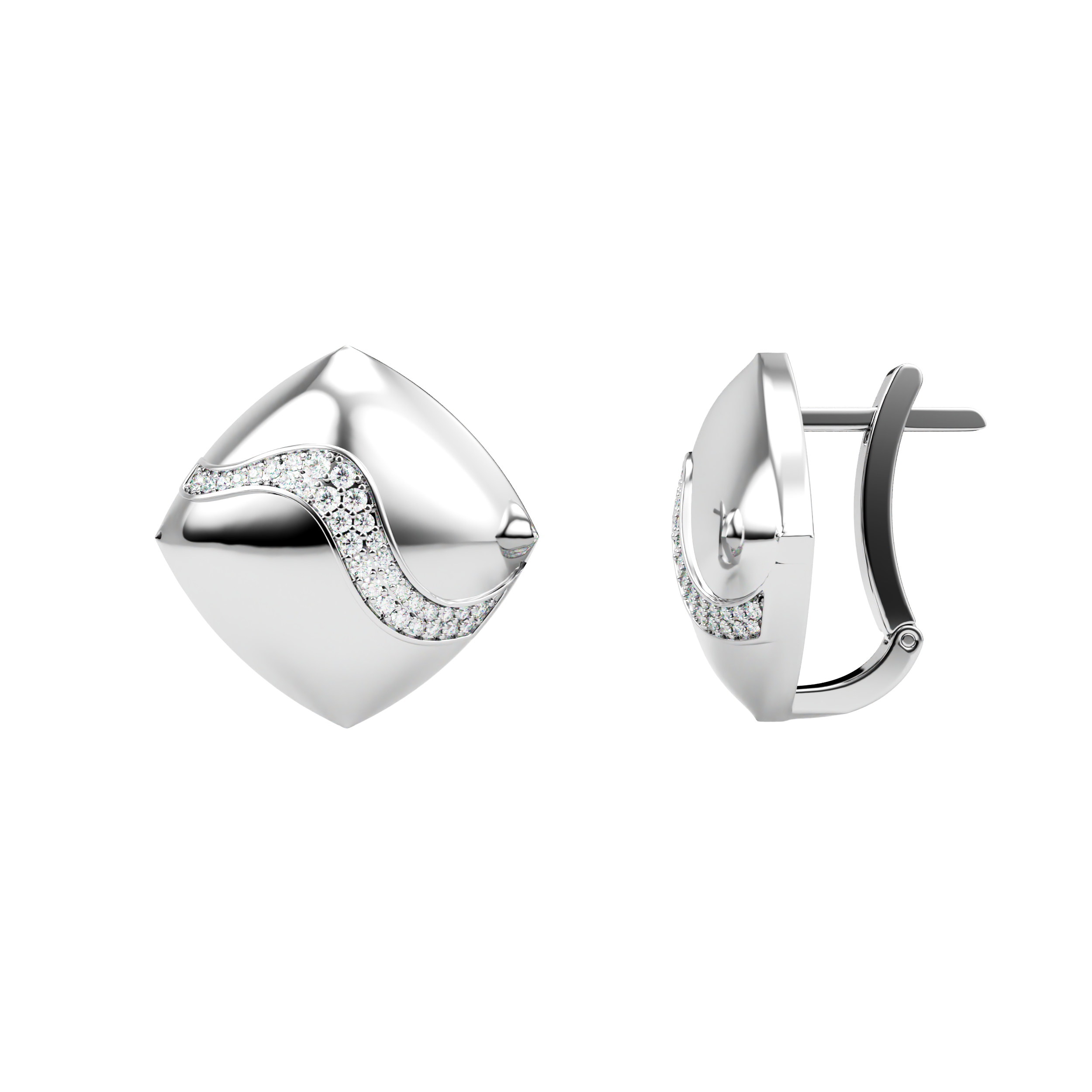 Orsé earrings in white gold with diamond pavé