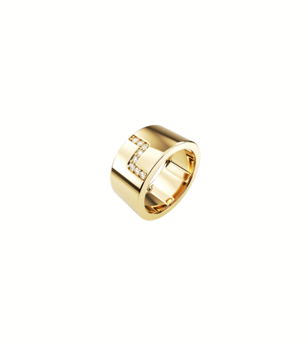 18k gold Ring Nexus Line with diamond line detail