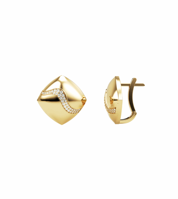 Orsé earrings in yellow gold with diamond pavé