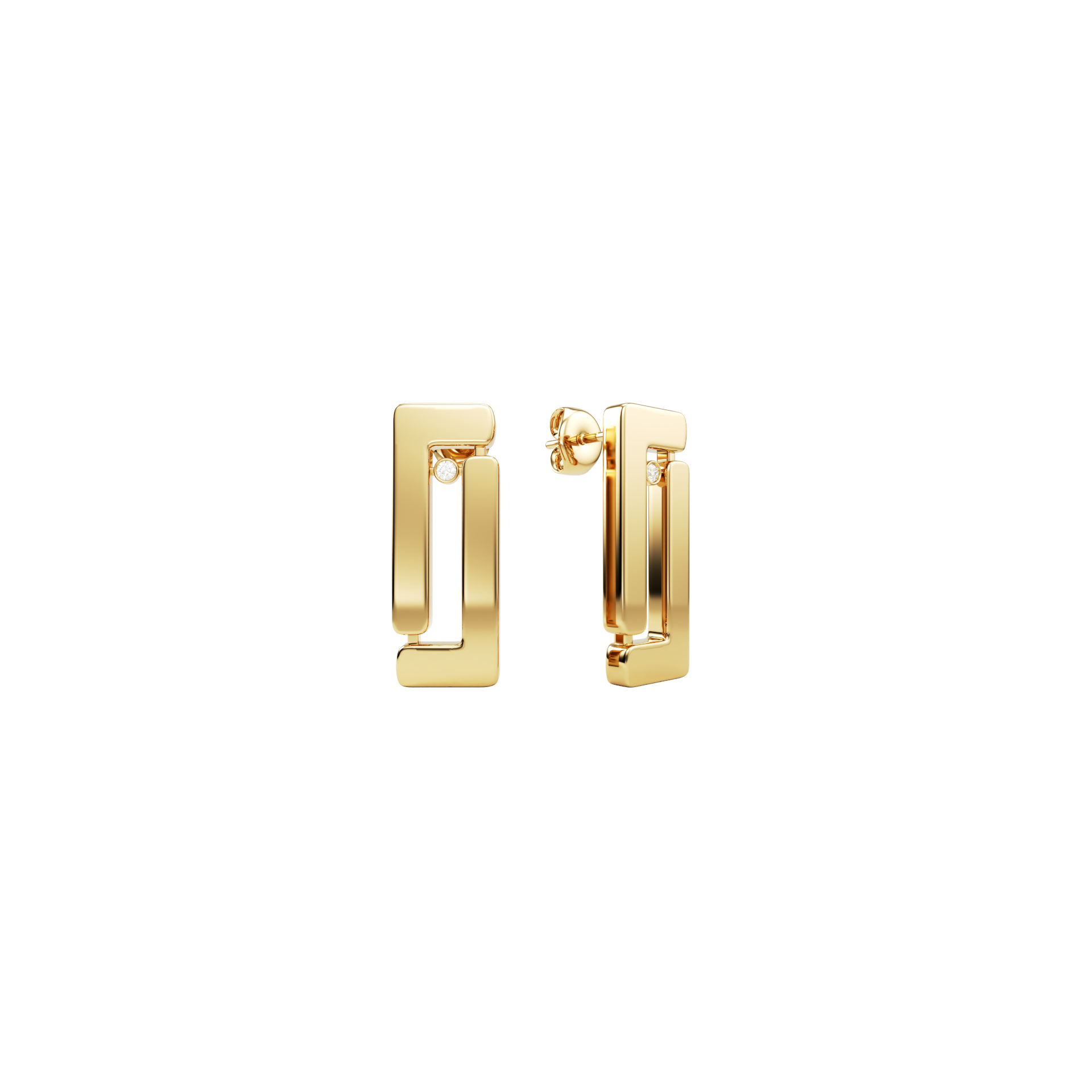 Nexus Solitaire earrings in 18k yellow gold with solitaire diamonds