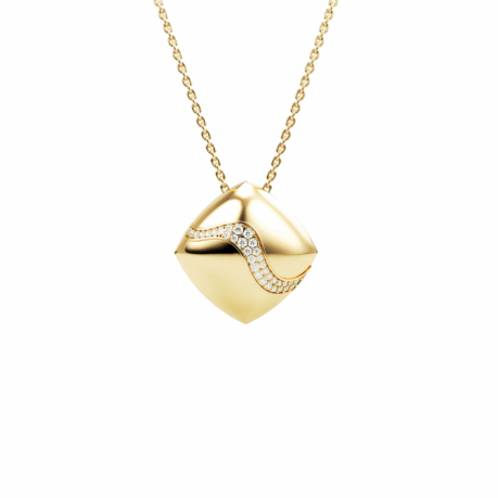 Orsé pendant in 18k yellow gold with brilliant-cut diamond wave