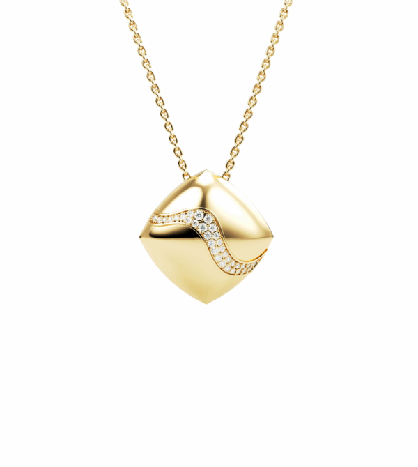 Orsé pendant in 18k yellow gold with brilliant-cut diamond wave