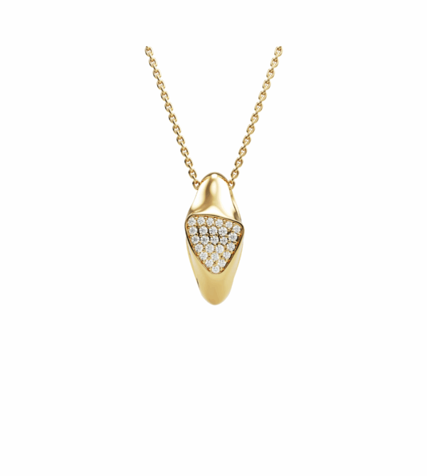 Yellow gold Ajour Orbé pendant with central triangular diamond pavé