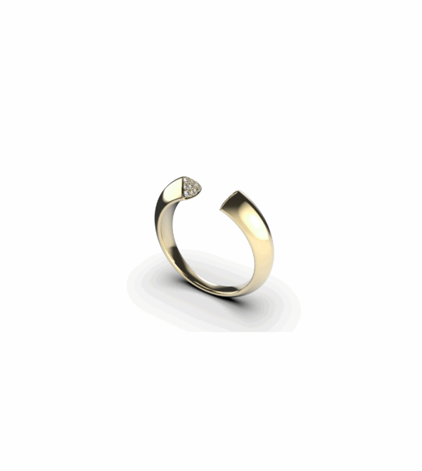 Ring Ajour open 18k gold ring with diamonds angled view