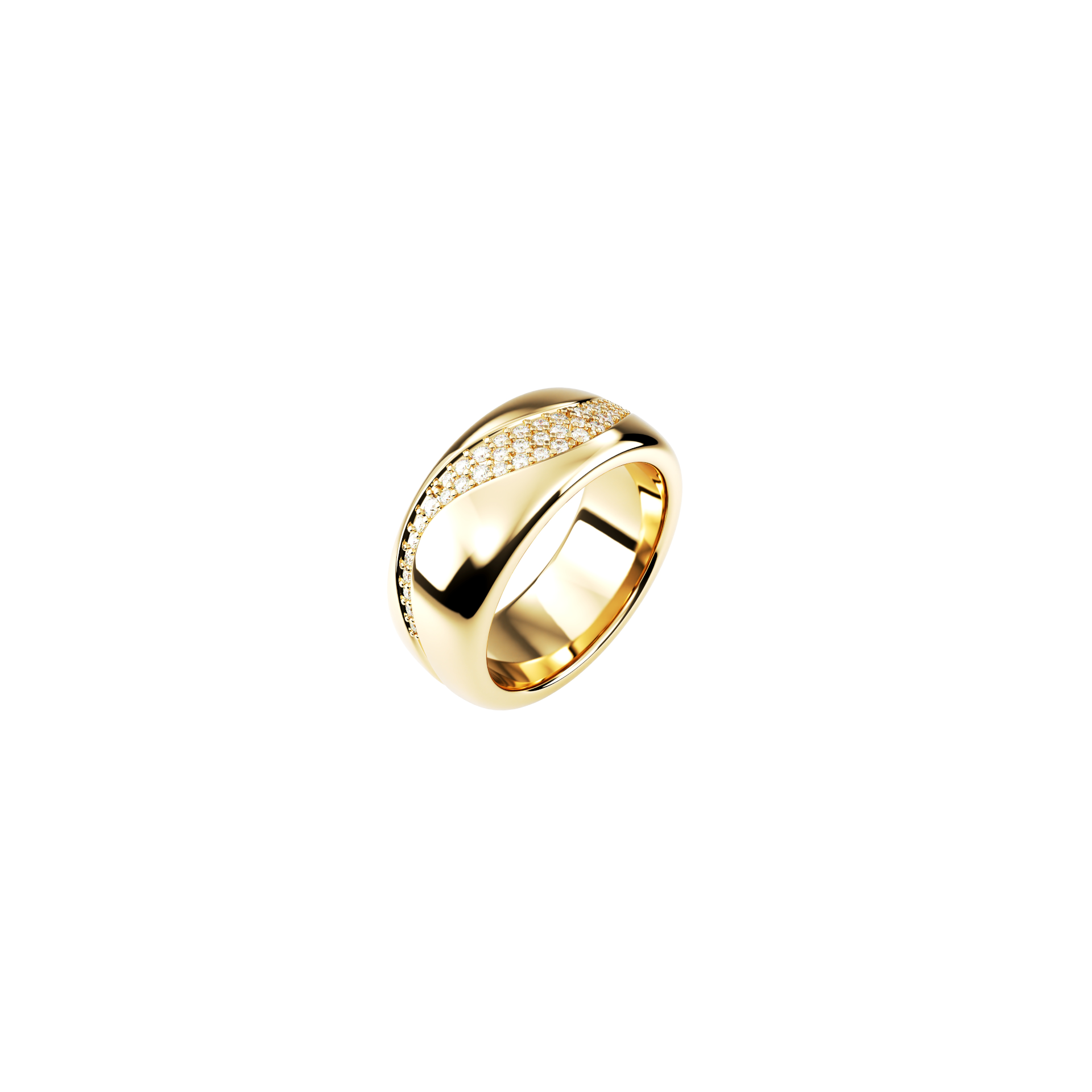 Ring Orsé in 18k yellow gold with pavé-set diamonds