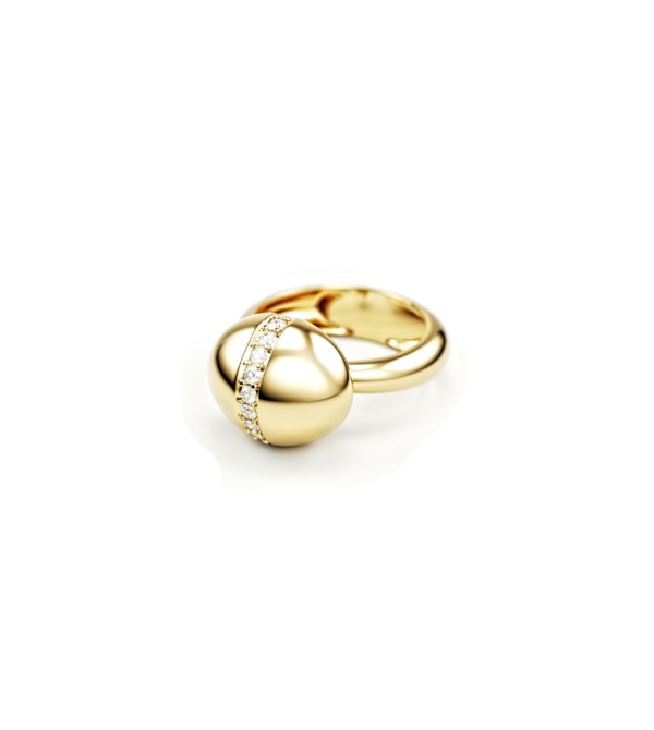 Ring Ondée in 18k gold with pavé-set diamonds